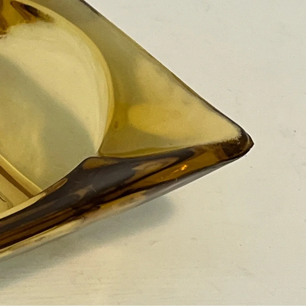 Vintage Signed Anchor Hocking Amber Glass Ashtray